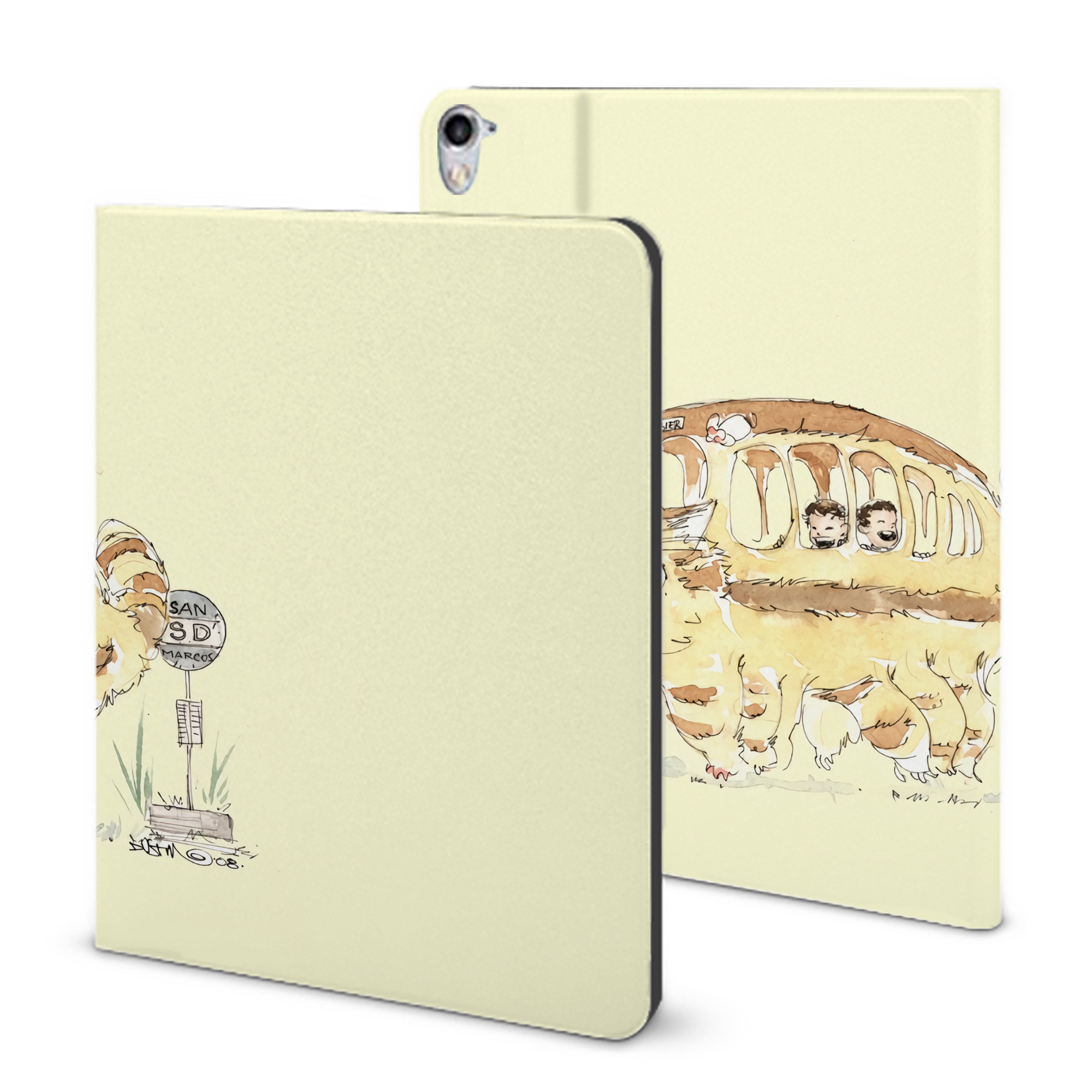 （画像用） となりのトトロ 草壁メイ 草壁サツキ My Neighbor Totoro Satsuki Kusakabe Mei Kusakabe IPad ケース ブック型 PUレザー TPU 耐衝撃 軽量 薄型 ペン収納なし 全面保護 IPad 各モデル対応